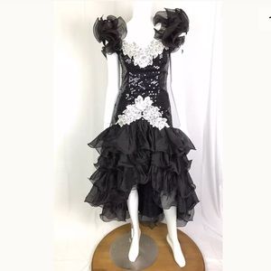 Vintage 1980’s Sequin Ruffled Lace High Low Dress